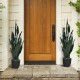 Indoor-outdoor artificial snake plant with 35.5-inch slender leaves in a sturdy pot, perfect for home decor.