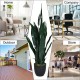 35.5-inch indoor-outdoor artificial snake plant in a sturdy pot, featuring realistic leaves for natural decor.