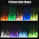 Electric fireplace with 9 flame color modes, crystal decoration, and touch screen for wall-mounted or recessed.