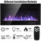 40-inch electric fireplace with tempered glass, 9 flame colors, remote control, and adjustable temperature for cozy.
