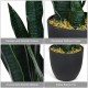 Close-up of the 35.5-inch artificial snake plant with realistic leaves in a stable pot, perfect for indoor and outdoor.