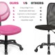Low-back pink computer task chair with breathable mesh back, ergonomic lumbar support, and adjustable height for.