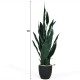 Indoor-outdoor artificial snake plant with 20 vivid leaves in a sturdy pot, perfect for any decor. 3ft tall.