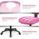 Low-back pink office chair with breathable mesh backrest and cushioned seat, ideal for ergonomic comfort and mobility.