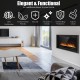 40-inch recessed electric fireplace with tempered glass, crystal decoration, and remote control for stylish home.