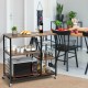 Rolling industrial kitchen baker’s storage shelf with three tiers, mesh basket, and wheels for easy mobility in any.