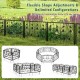 Decorative garden fence with 8 panels in black, customizable shapes, made of heavy-duty galvanized metal for durability.