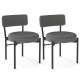 Set of 2 gray dining chairs with padded seats and curved backrests, featuring sturdy powder-coated metal legs.