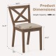 Brown dining chair with upholstered seat, X-shaped backrest, and 400 lbs capacity, ideal for kitchen or dining room use.