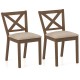 Set of 2 modern dining chairs with upholstered seats and X-shaped backrest in brown, ideal for kitchens and dining.