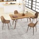 Brown faux PU leather dining chair set of 4 with metal legs, featuring curved seats and a stylish wood grain finish.