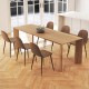 Brown faux PU leather dining chair set with metal legs, featuring curved seats and backrests for comfort.