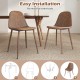 Set of 4 brown faux PU leather dining chairs with metal legs, featuring curved seats and easy installation for.