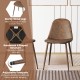 Brown dining chair with faux PU leather upholstery and sturdy metal legs, ideal for dining rooms and cafes.