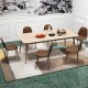 Brown faux PU leather dining chair set of 4 with metal legs, perfect for dining rooms or cafes, showcasing a stylish.