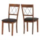 Set of 2 walnut dining chairs with rubber wood frame and cross back design, featuring padded seats for comfort.
