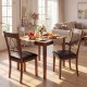 Walnut dining chair set of 2 with armless design, featuring a curved backrest and sponge-padded seats for comfort.