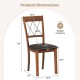 Dining chair dimensions with rubber wood frame, walnut finish, and padded seat for comfortable dining experience.