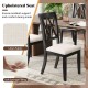 Curved cross back dining chair set in beige with upholstered linen fabric and rubber wood legs for dining room comfort.