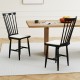 Black Windsor dining chairs set of 2 with removable cushions, featuring solid rubber wood construction for dining rooms.