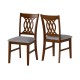 Set of 2 walnut dining chairs with padded seats, ergonomic backrest, and durable rubber wood for kitchen or living room.