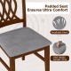 Padded seat of walnut dining chair set with breathable fabric and high-density sponge for kitchen or living room.