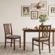 Walnut dining chair featuring a hollowed backrest and soft faux linen upholstery, ideal for enhancing dining room.