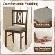 Walnut dining chair with ergonomic hollowed backrest, faux linen fabric, and high-density sponge padding for comfort.