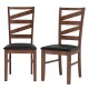 Set of 2 dining chairs with walnut rubber wood legs and PU leather seats, featuring a rustic design for stylish dining.