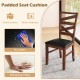 Dining chair with walnut rubber wood legs and black PU leather seat, featuring ergonomic backrest and soft sponge.