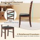 Side view of a dining chair with ergonomic backrest, rubber wood legs, and PU leather upholstery in walnut finish.