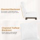Slanted backrest dining chair with white flannel upholstery and rubber wood legs, ideal for kitchen or dining room use.