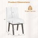 White and grey dining chair dimensions with padded seat, rubber wood legs, and 400 lbs weight capacity for kitchen use.