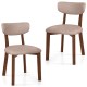 Set of 2 beige upholstered dining chairs with solid rubber wood frame and ergonomic design for comfortable seating.