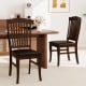 Set of 2 mid-century dining chairs in coffee with rubber wood frame and PU leather upholstery for kitchen or dining.