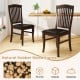 Set of 2 mid-century dining chairs with natural rubber wood frame and PU leather upholstery for kitchen or dining room.