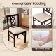 Brown rubber wood dining chair with ergonomic hollowed backrest and faux linen fabric, featuring comfortable.