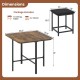 Dining table set with 4 upholstered stools in rustic brown, featuring a metal frame and space-saving design.