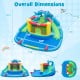 Overall dimensions of the dinosaur-themed inflatable water slide park, measuring 139” x 82.5” for fun-filled outdoor.