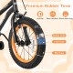 Close-up of the 14-inch kids bike's premium rubber tire, featuring anti-slip and shock-absorbing design for safety.