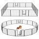 16-panel dog playpen with a large door, 24 inches high, made of durable metal for indoor and outdoor use.