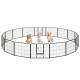 16-panel dog playpen with a large door, 24 inches high, featuring rust-resistant metal for indoor and outdoor use.