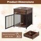 Wooden dog crate furniture with a charging station, ideal for small dogs under 25 lbs, featuring a lockable door and.