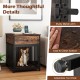 Rustic brown dog crate furniture with sturdy metal latch, charging station, and easy-to-clean surface for small dogs.