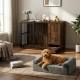 Stylish dog crate furniture featuring a spacious countertop and a cozy cooling gel dog bed, ideal for small and medium.