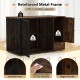 Dog crate furniture with a lockable door, reinforced metal frame, and built-in storage for small and medium dogs.
