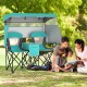 Double beach chair in turquoise with adjustable canopy and side shades, perfect for outdoor relaxation and sun.