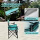 Double beach chair in turquoise with adjustable canopy, featuring UPF50+ sun protection and breathable mesh seats.