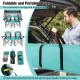 Double beach chair with adjustable canopy in turquoise, featuring foldable design and portable carrying bag for easy.