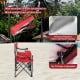 Double beach chair with adjustable canopy in red, featuring UPF50+ sun protection and breathable mesh for ventilation.